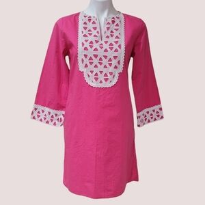 Sabby Anand Pink Tunic Shabby Chic Boho Long Sleeve Top Sz M Lightweight Kurtis